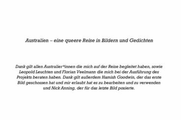 Australien – eine queere Reise in Bildern und Gedichten Titelbild des Projekts Australien – eine queere Reise in Bildern und Gedichten