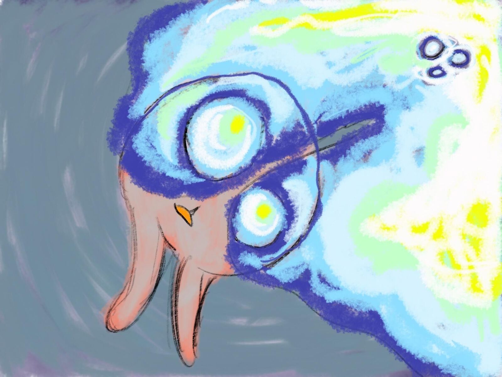 Animation, eine gezeichnete Person hält sich mit einem Arm vom Boden ab. Die Füße sind uns zugewandt und eine drehende Bewegung ist angedeutet.