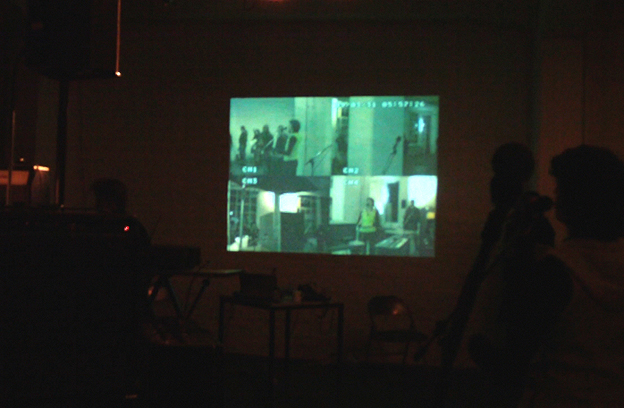 part of the performance with a four channel video projection